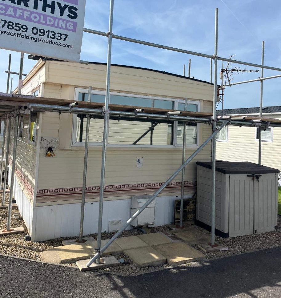 Static caravan re-roof in progress